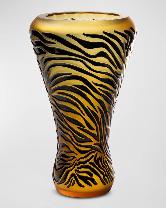 Tiger 18" Vase, Amber/Black Enamel