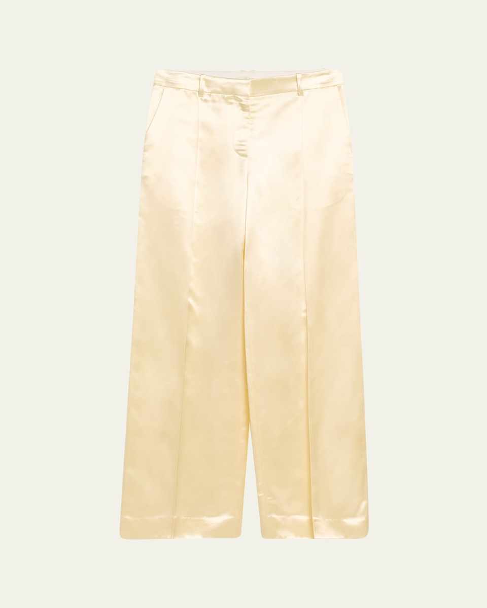 Encore Mid-Rise Satin Straight-Leg Pants