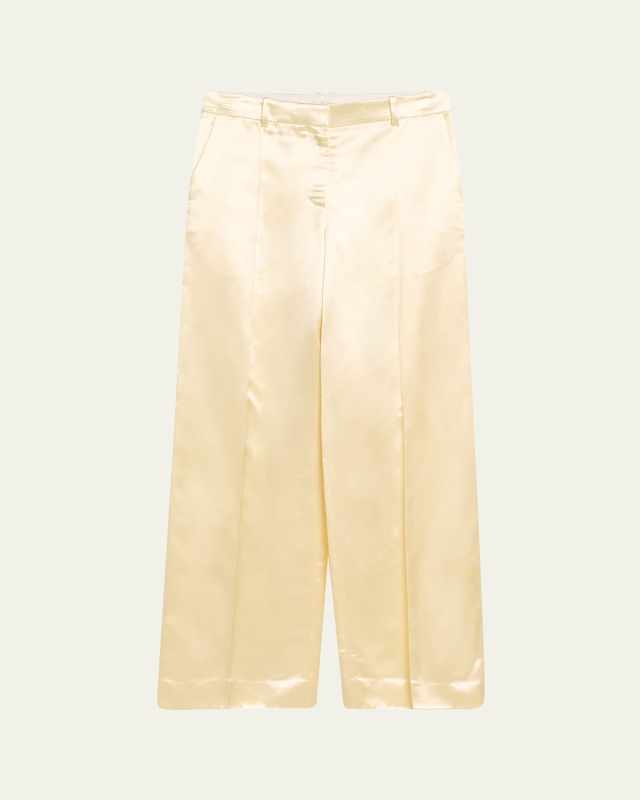 Encore Mid-Rise Satin Straight-Leg Pants