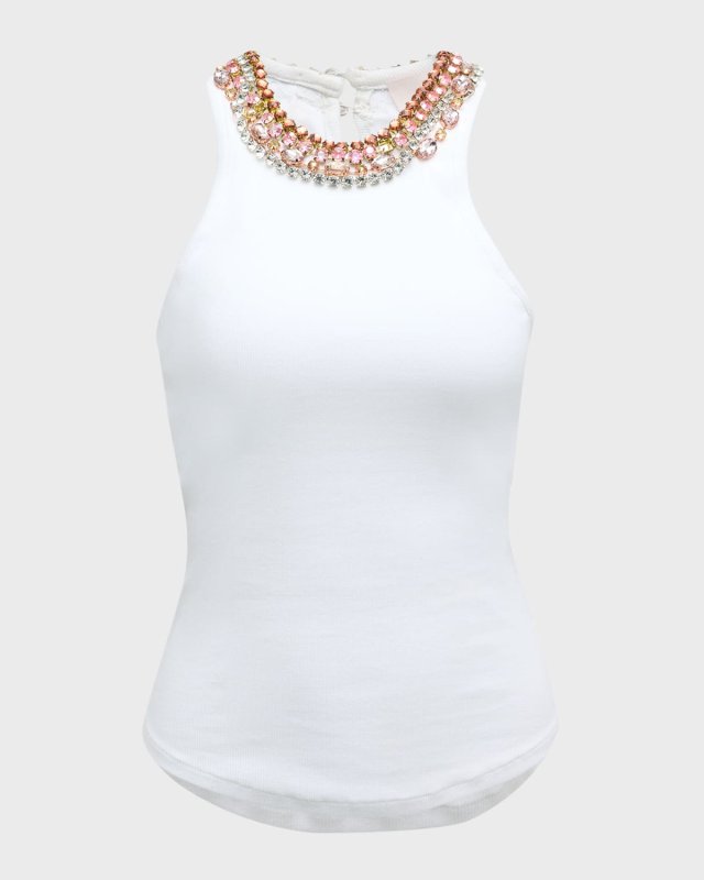 Lizzie Chunky Rhinestone Necklace Tank Top