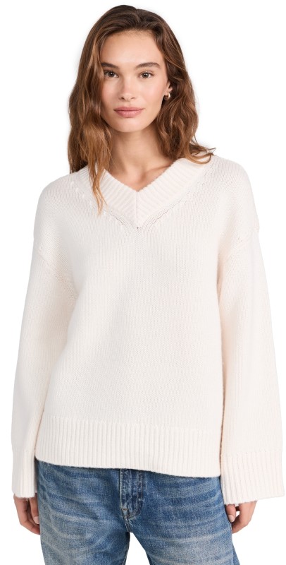rag & bone Danica V Neck Pullover Ivory