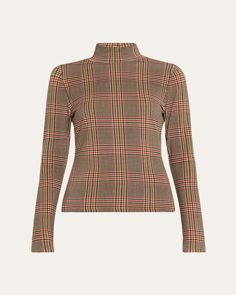 Nate Plaid Mock-Neck Top