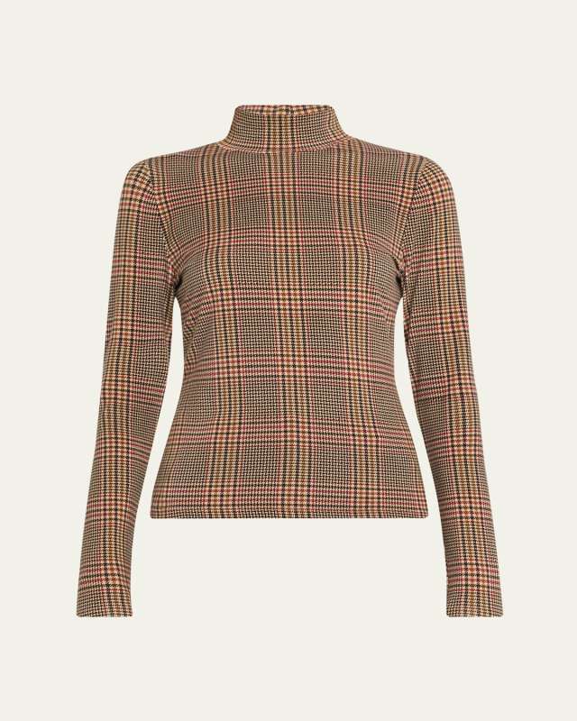 Nate Plaid Mock-Neck Top