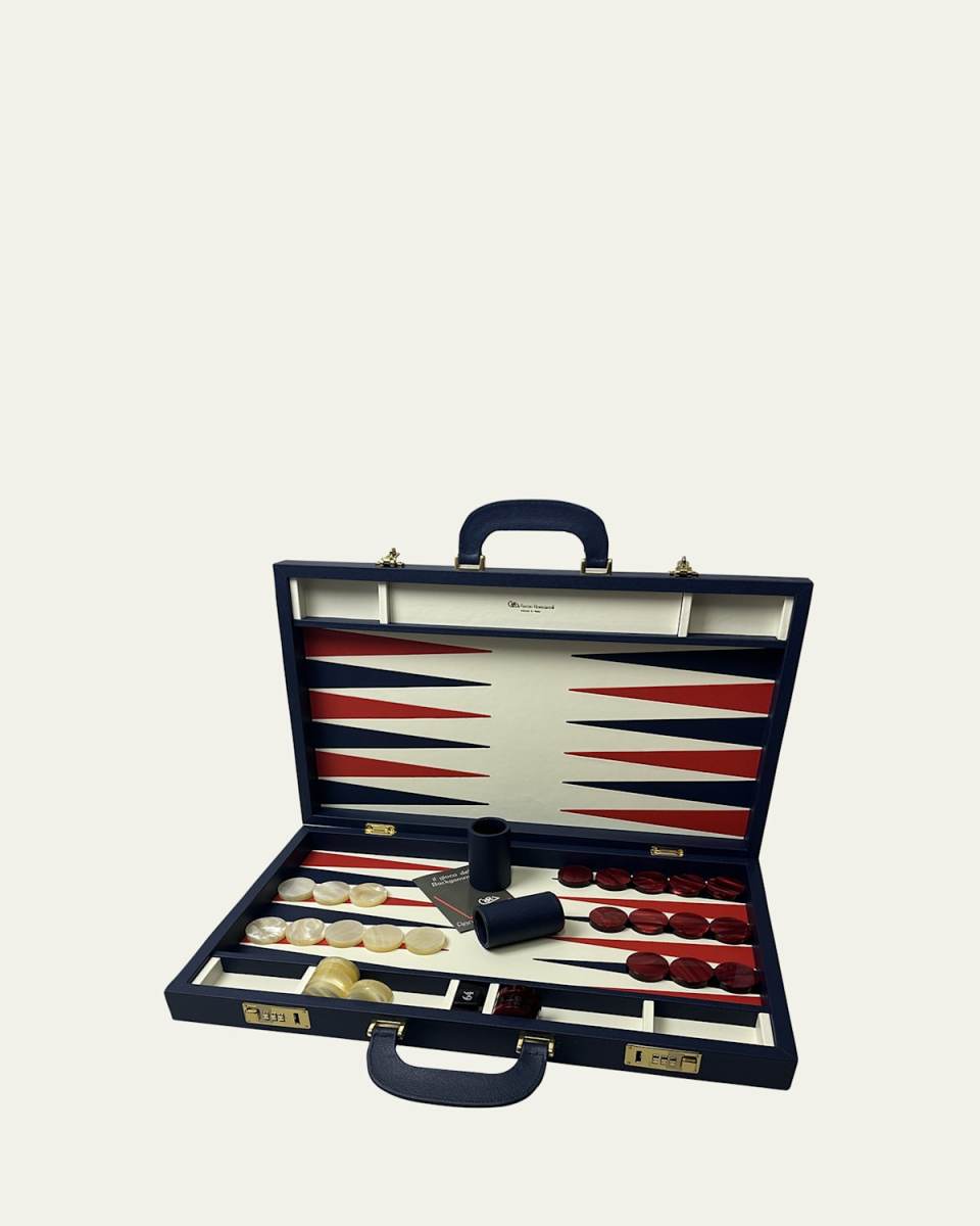 Large Leather Backgammon Set