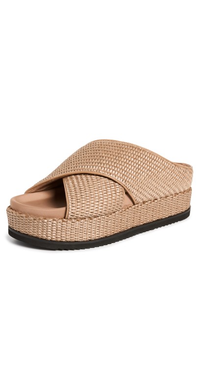 ROAM Cross Stack Raffia Platform Slides Natural