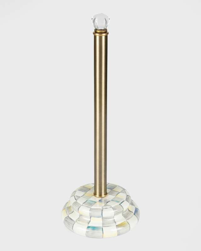 18" Sterling Courtly Check Enamel Toilet Paper Storage
