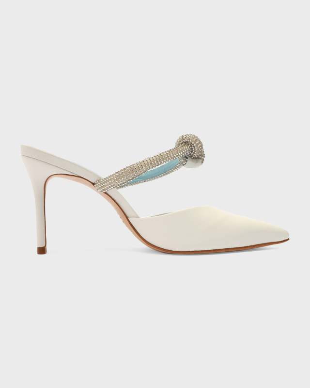 Pearl Crystal Knot Mule Pumps