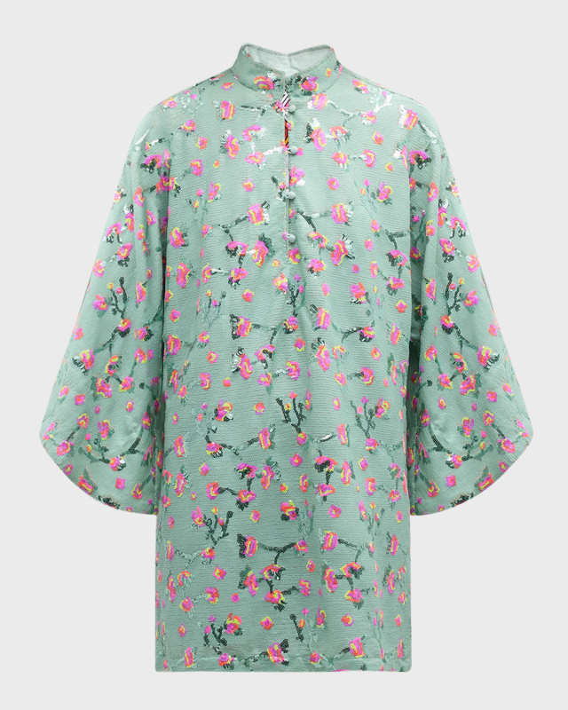 Floral Sequin Mini Caftan