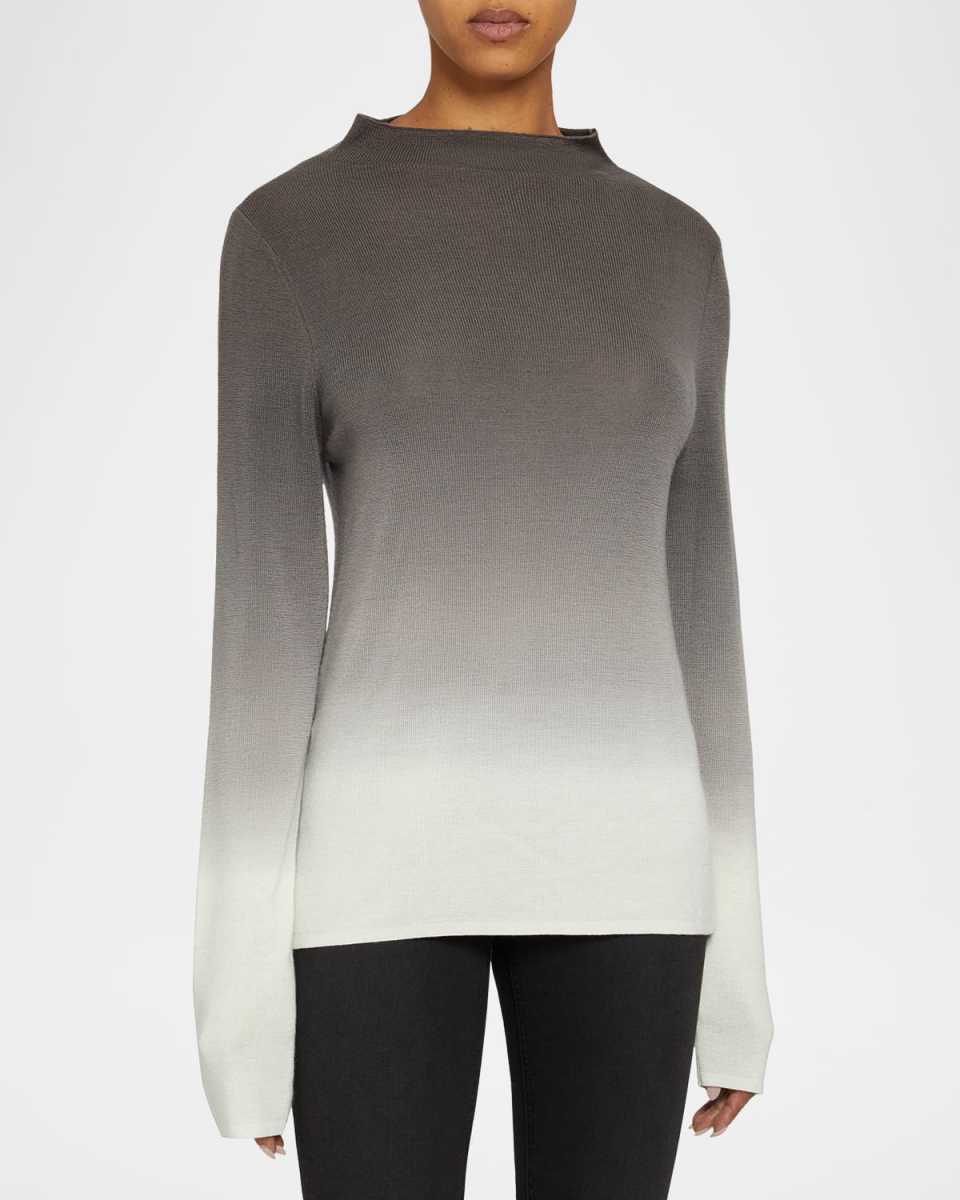 Coletta Funnel-Neck Ombre Merino Wool Sweat