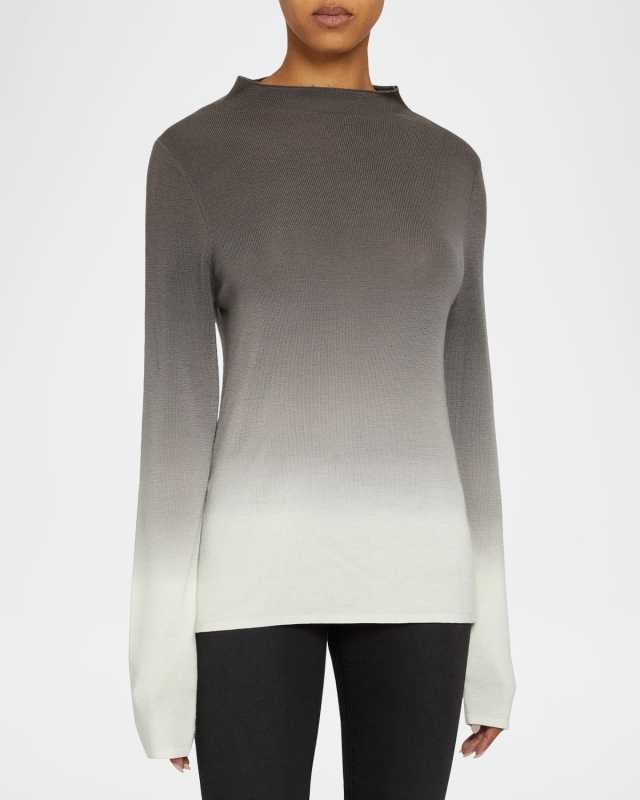 Coletta Funnel-Neck Ombre Merino Wool Sweat