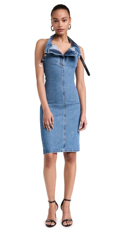 Coperni Belt Halter Neck Dress Washed Blue