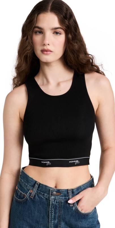 HOMMEGIRLS Cropped Tank Black