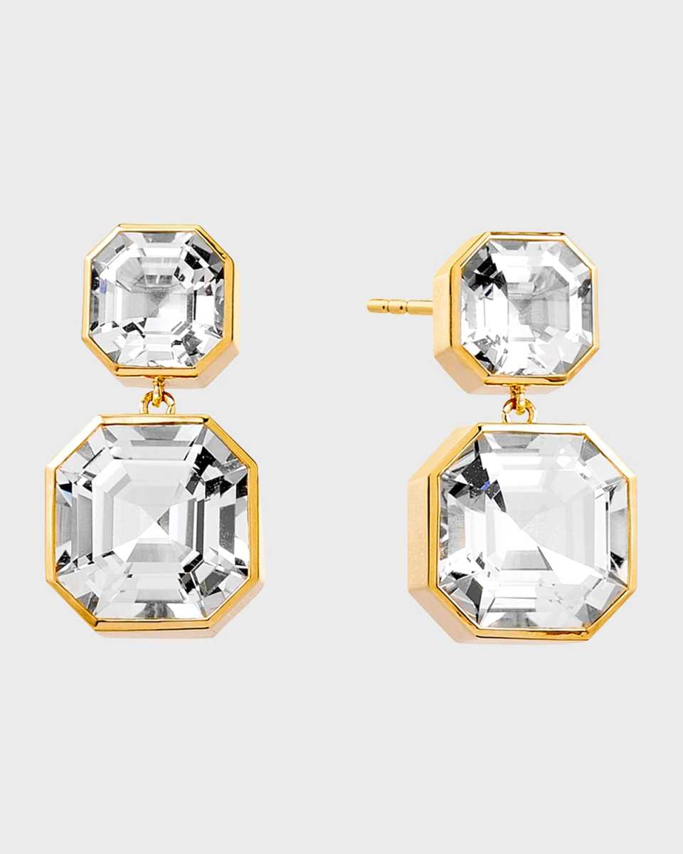 18K Yellow Gold Geometrix Rock Crystal Earrings