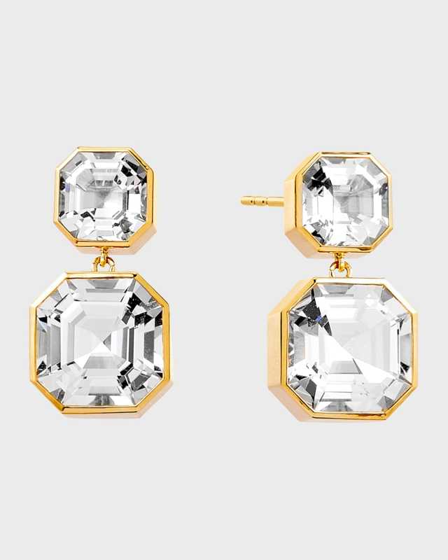 18K Yellow Gold Geometrix Rock Crystal Earrings