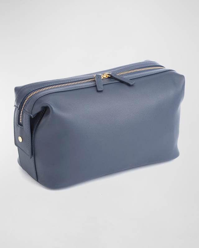 Monogrammed Large Leather Toiletry Bag