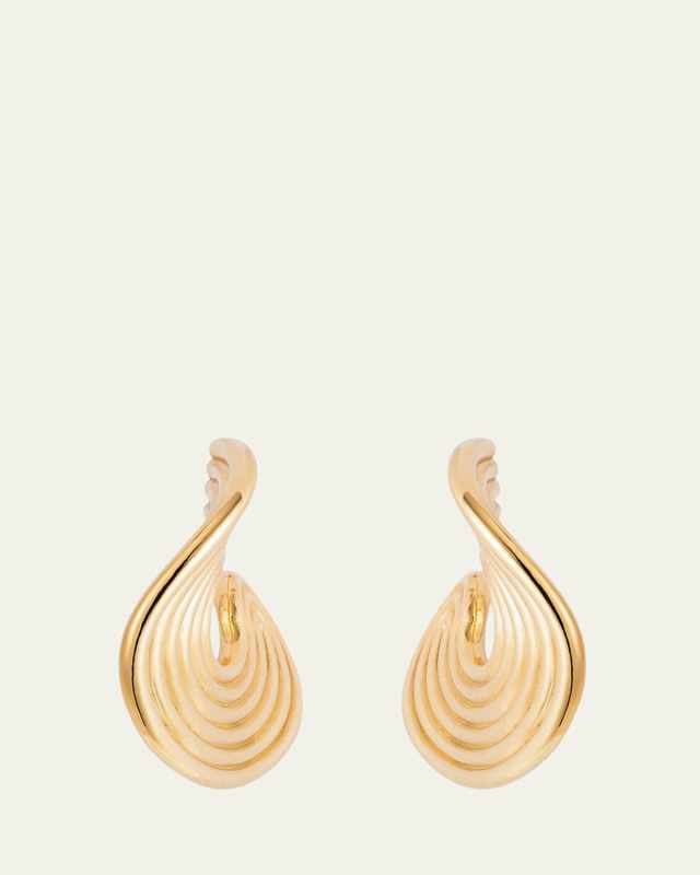 Stream Lines Flat Hoop Earrings in 18k Yellow Gold