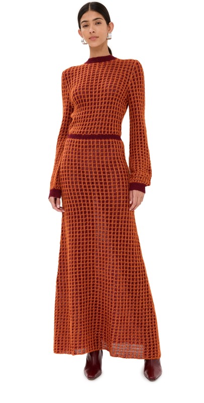 ESCVDO Alfil Dress Orange/Burgundy