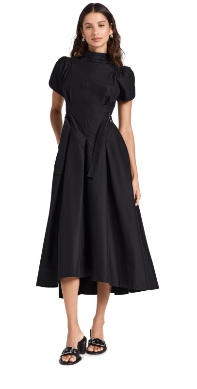 3.1 Phillip Lim Puff Sleeve Side Tie Flare Dress Black