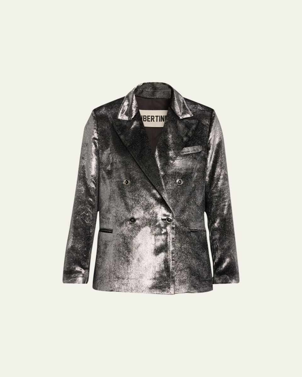 Sterling Double-Breasted Velvet Top Coat