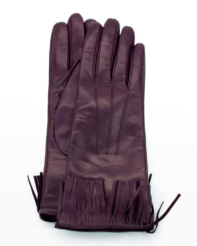 Cashmere-Lined Fringe Napa Gloves