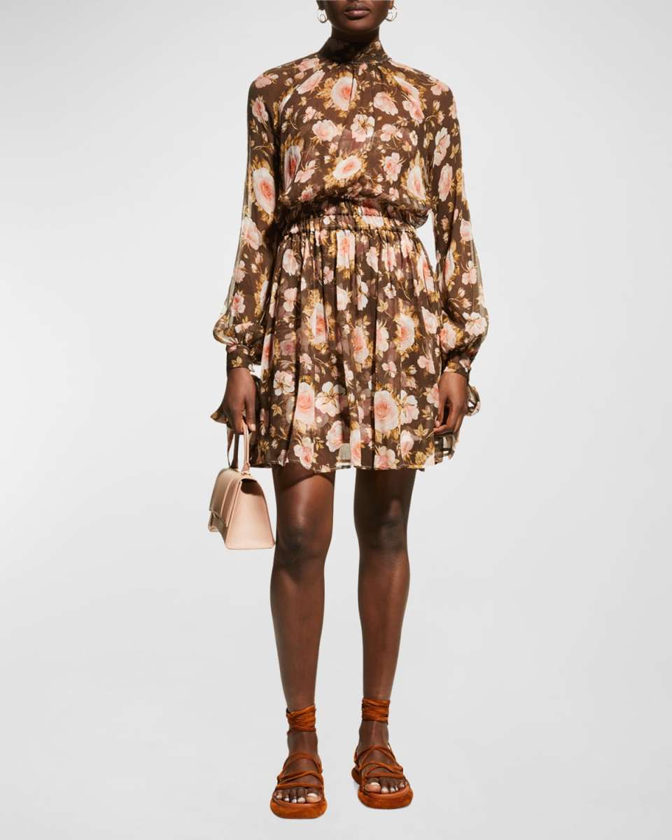 Dalia Floral High-Neck Mini Dress