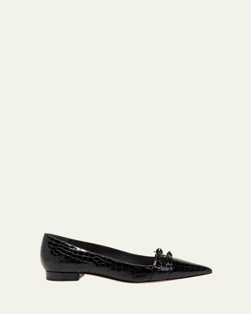 Kate Croco Bow Ballerina Flats