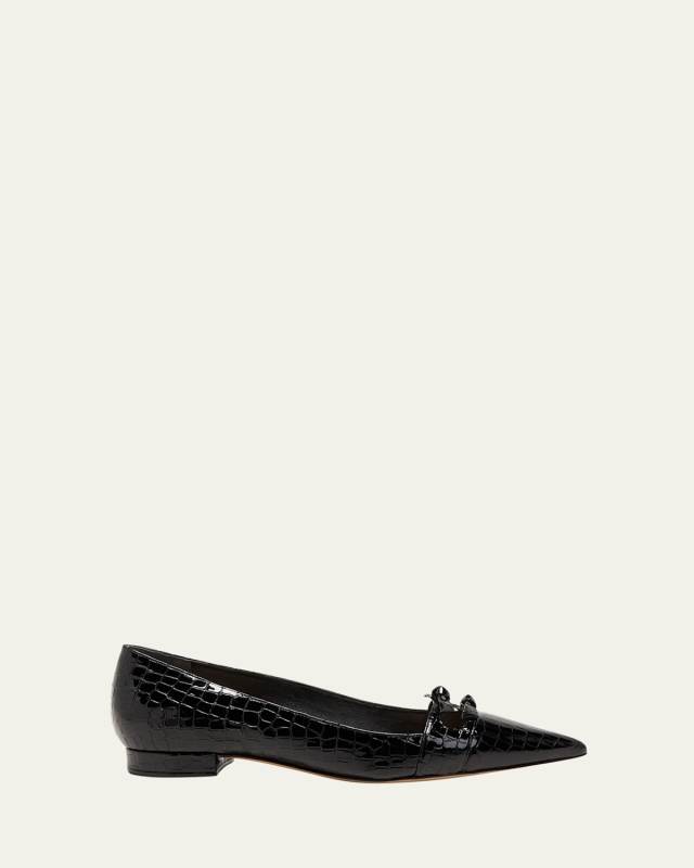Kate Croco Bow Ballerina Flats