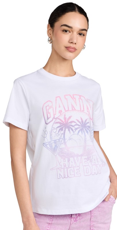 GANNI Basic Jersey Cocktail Relaxed Tee Bright White