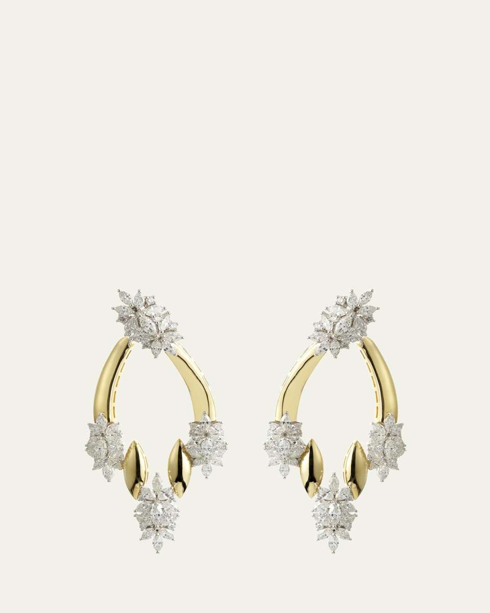 18K Yellow Gold Hoop Earrings with Diamonds
