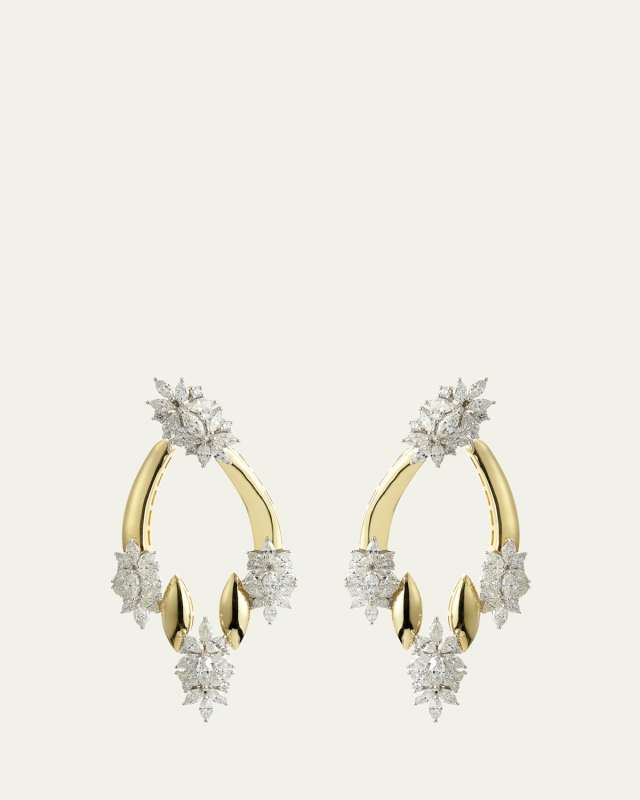 18K Yellow Gold Hoop Earrings with Diamonds