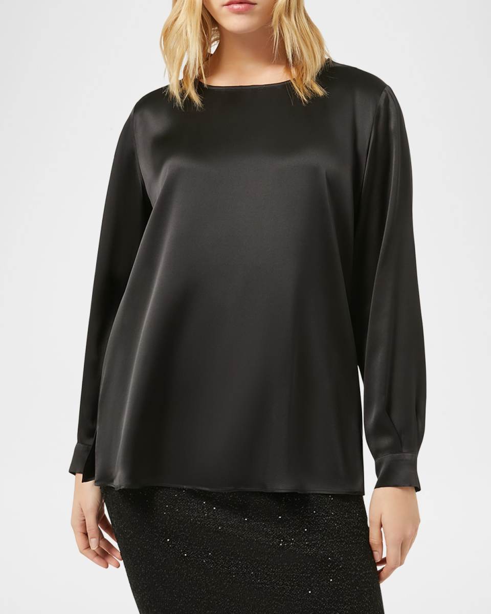 Plus Size Ottelia Scoop-Neck Silk Blouse