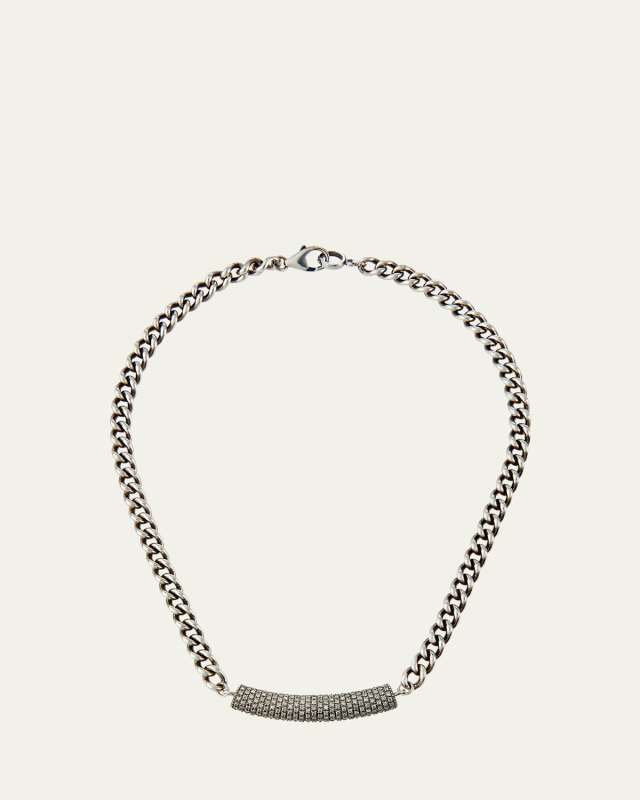 7mm Short Curb Chain & Diamond Necklace