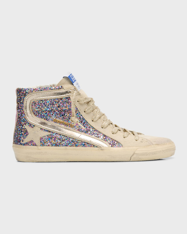 Slide Mid-Top Glitter Multicolor Sneakers