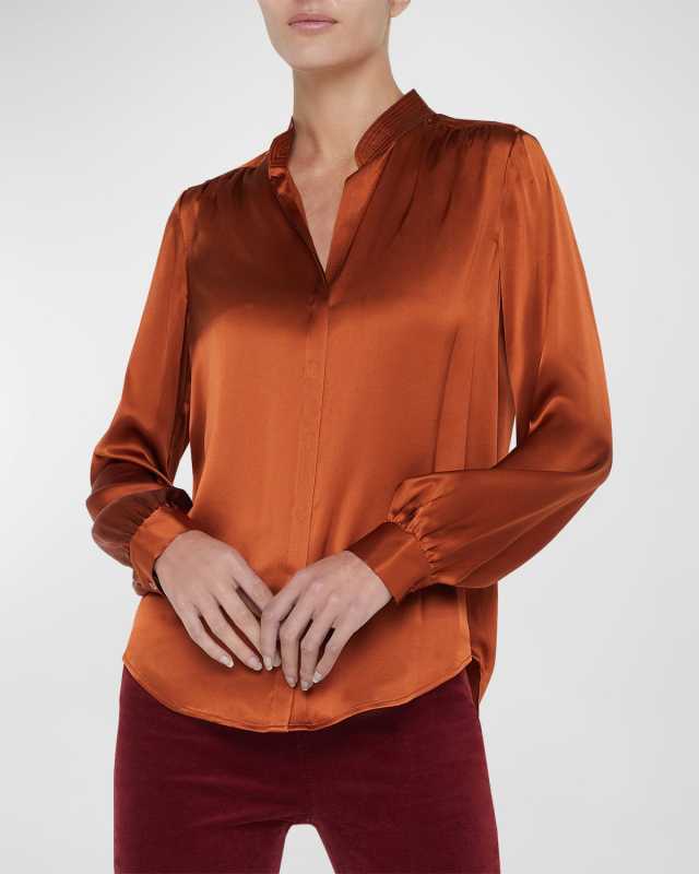 Bianca Silk Charmeuse Button-Down Blous
