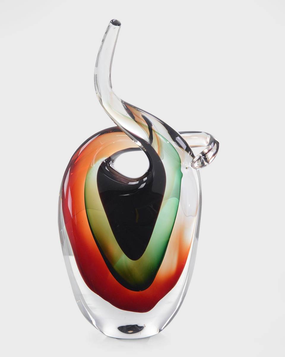 Handblown Red, Violet, & Emerald Glass Sculpture II