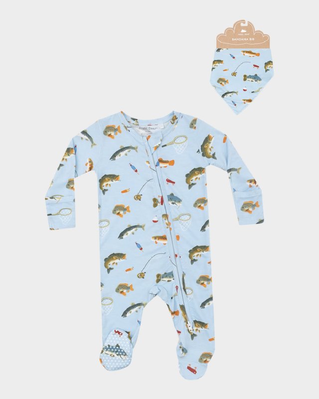 Fishing - 2 Way Zipper Footie w bandana bi