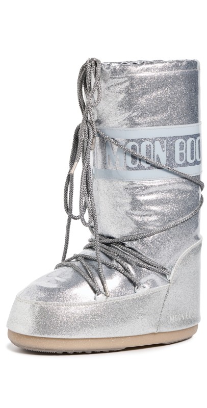Moon Boot Icon Glitter Boots Silver