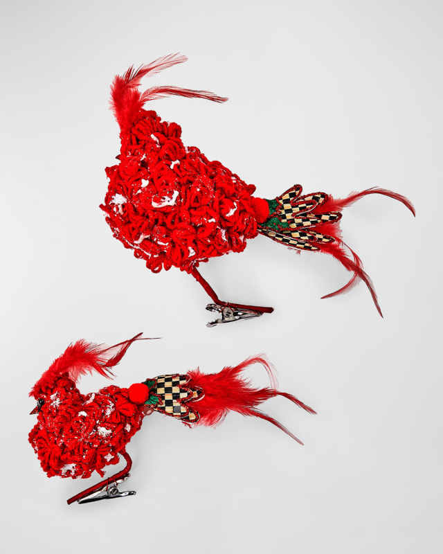 Cozy Christmas Bird Clips, Set of 2