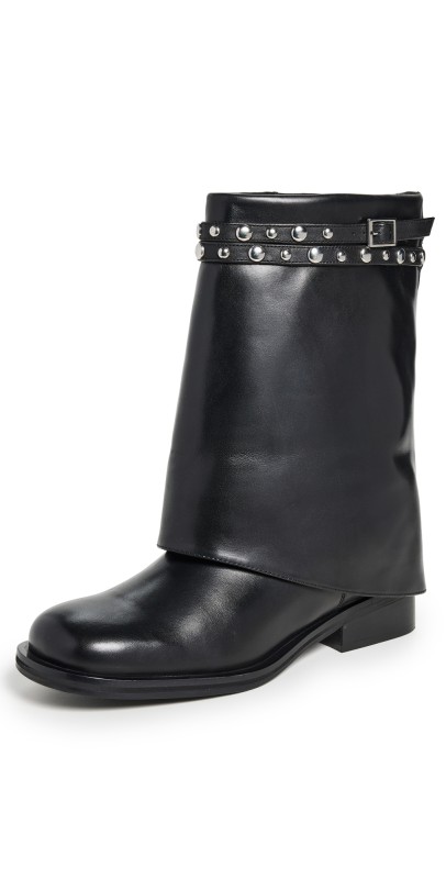 Free People Scorpio Studded Fold Over Boots Black