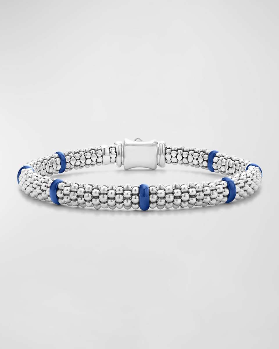 Sterling Silver Caviar Ceramic Station Bracelet