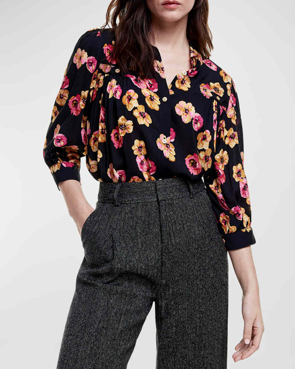 Floral Shirred Pocket Blouse