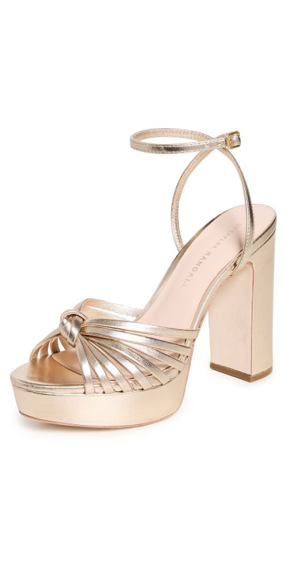 Loeffler Randall Rivka Leather Knot Platform Sandals Champagne