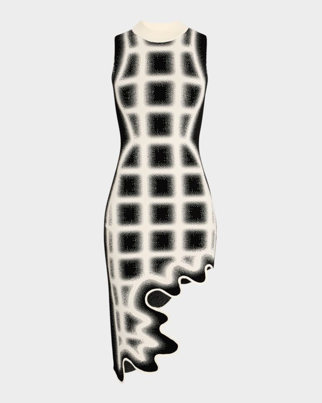 Bella UV Reactive Wavy Plaid Dress