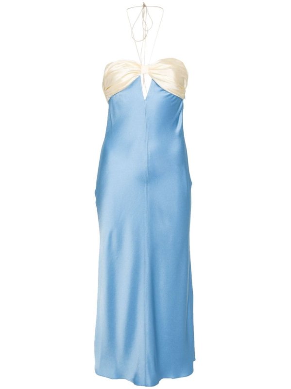 halterneck taffeta maxi dress