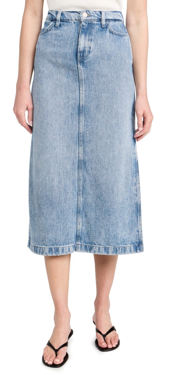 7 For All Mankind Midi Denim Skirt Abyss