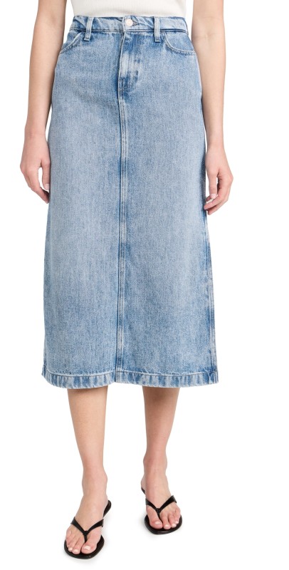 7 For All Mankind Midi Denim Skirt Abyss