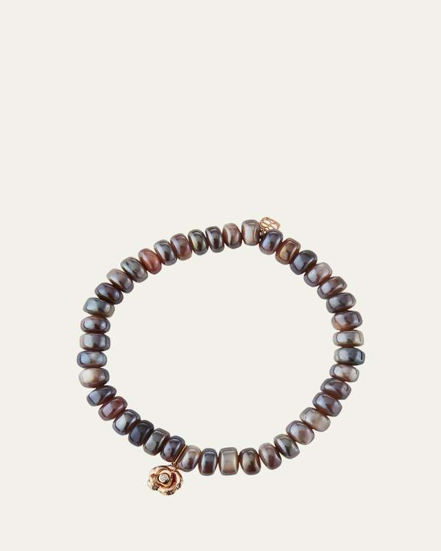 14 Rose Gold Diamond Rose Mauve Moonstone Bracelet