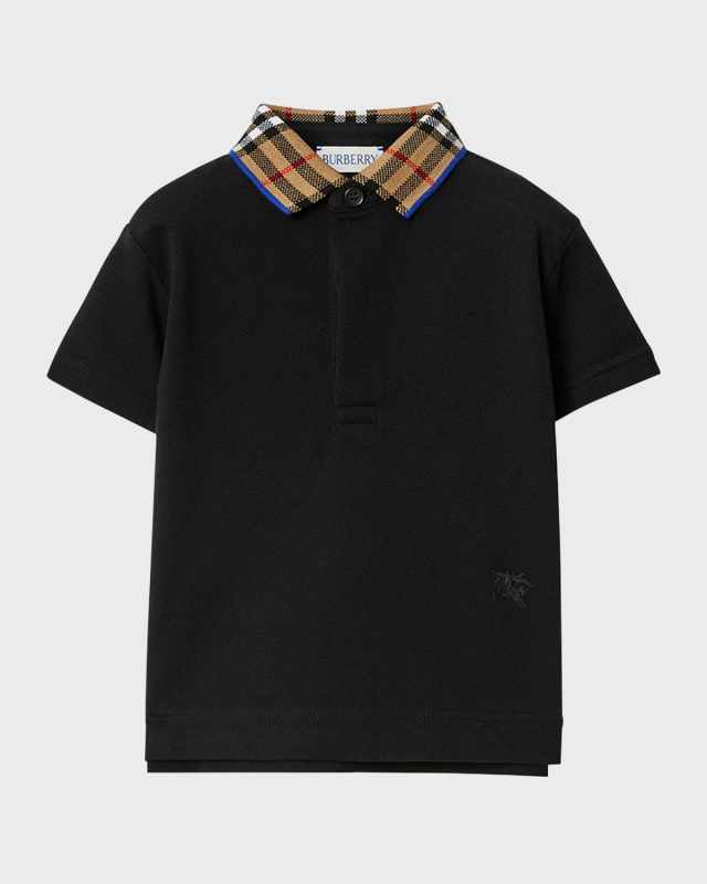 Boy's Johane Check Collar EKD Polo Shirt, Size 6M-2