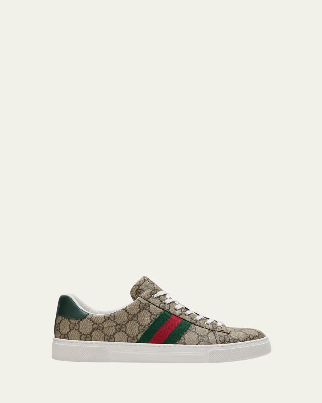 Ace Monogram Canvas Low-Top Sneakers