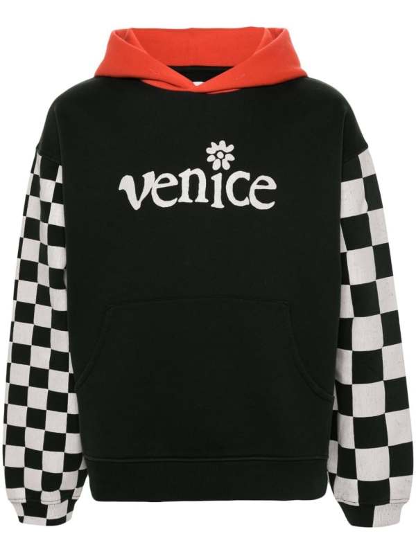Venice-print colour-block hoodie